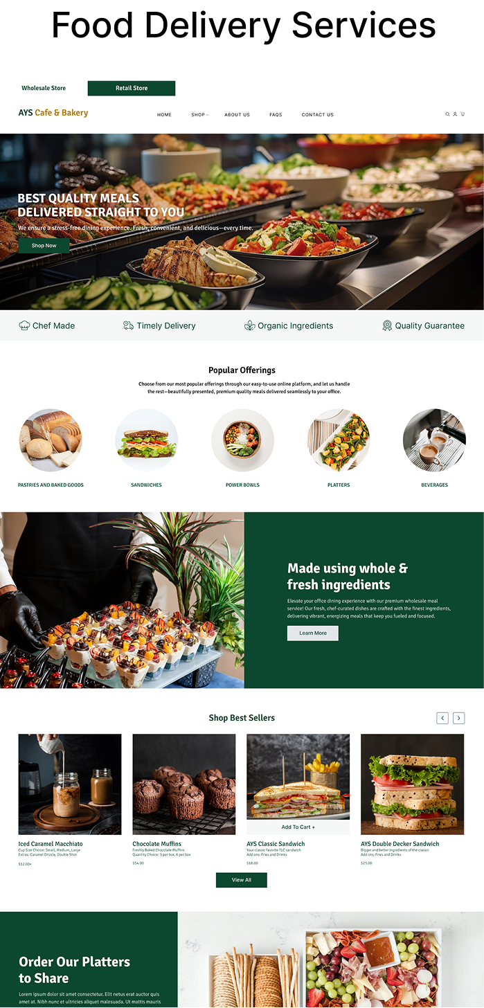 Food delivery services website design
